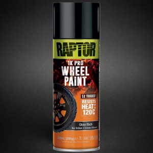 Upol Raptor karstumizturīgā krāsa WHEEL PAINT GLOSS BLACK 120°C 378ml